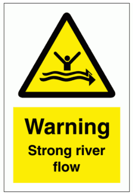 Water Safety Sign - Warning Strong River Flow (7755)