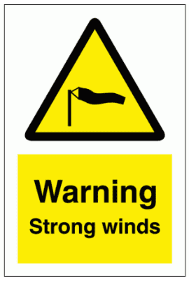 Water Safety Sign - Warning Strong Winds (7746)