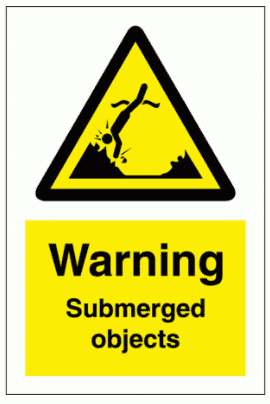 Water Safety Sign - Warning Submerged Objects (7747)