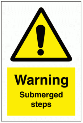 Water Safety Sign - Warning Submerged Steps (7756)