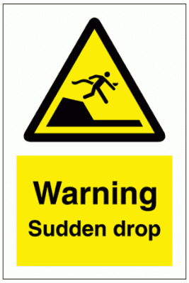 Water Safety Sign - Warning Sudden Drop (7738)