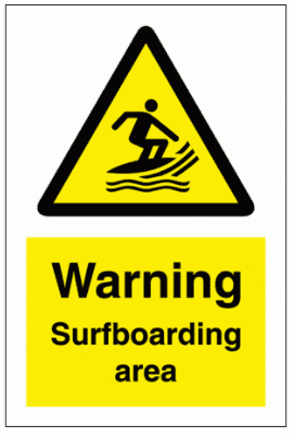 Water Safety Sign - Warning Surfboarding Area (7731)