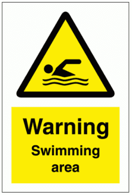 Water Safety Sign - Warning Swimming Area (7758)