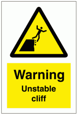 Water Safety Sign - Warning Unstable Cliff (7744)
