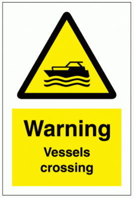 Water Safety Sign - Warning Vessels Crossing (7762)