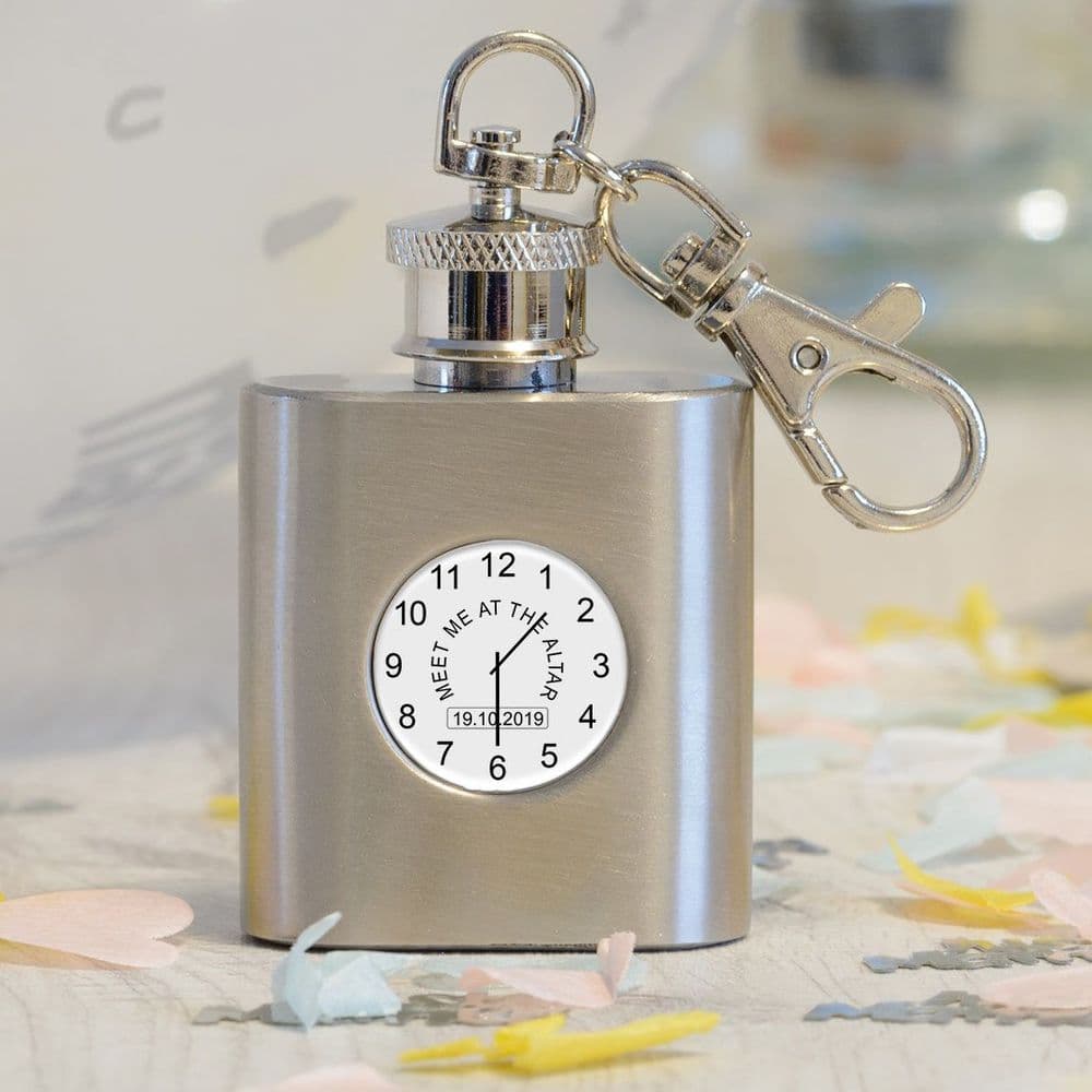 Wedding- 1oz S/Steel Hip Flask Key Ring