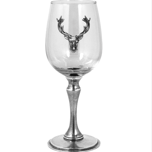 Wine Glasses with Pewter Stem & Stags Head | The Sign Maker Shop