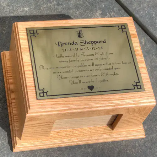 Wooden Ashes Casket with Photo Slot | The Sign Maker Shop