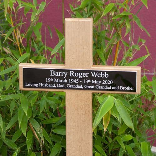 Wooden Crosses With Black Aluminium Plaque