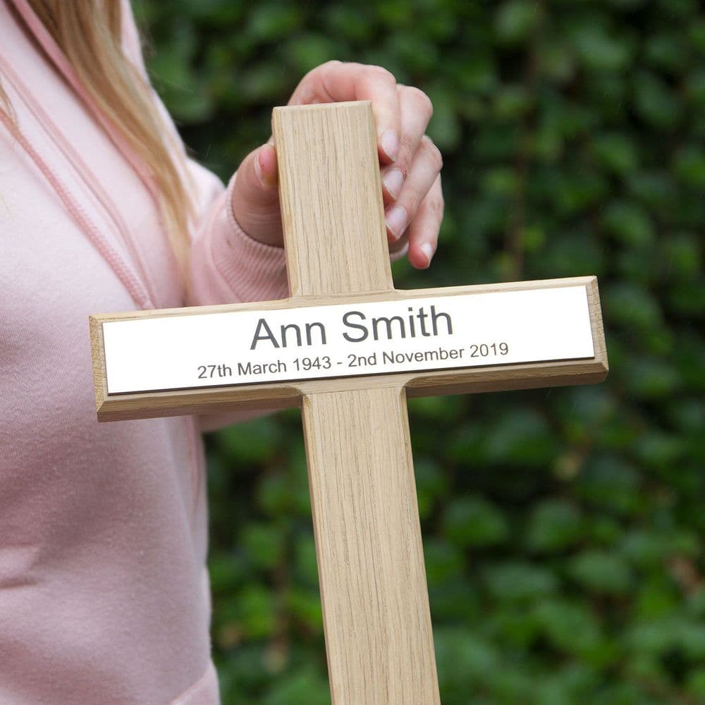 Wooden Crosses With Engraved Brass Plaque