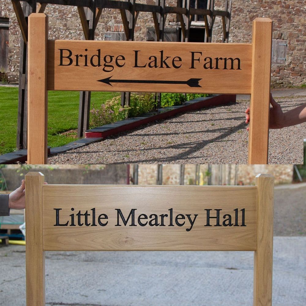 Wooden Entrance Sign morticed into Posts
