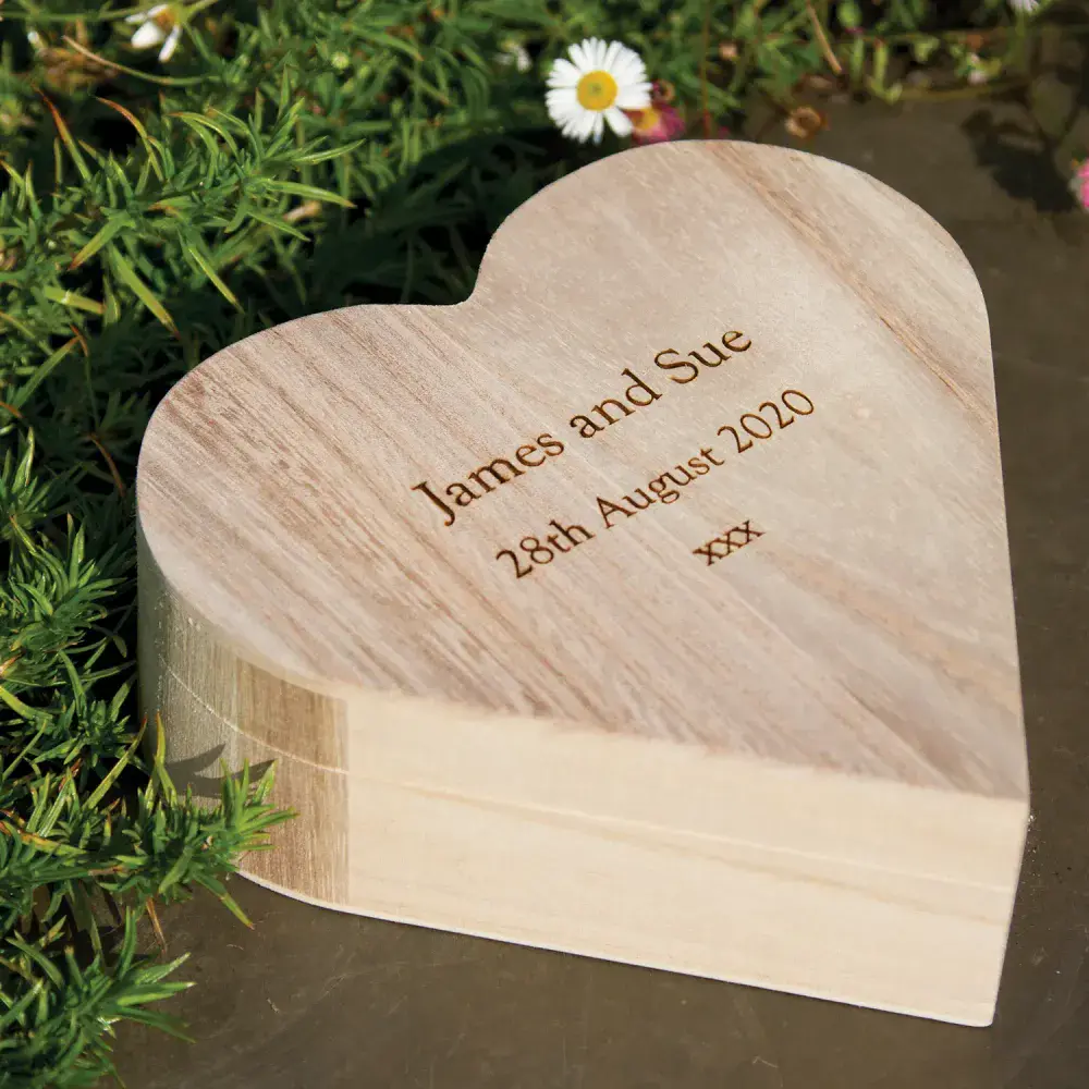 Wooden Heart Shaped Trinket Box