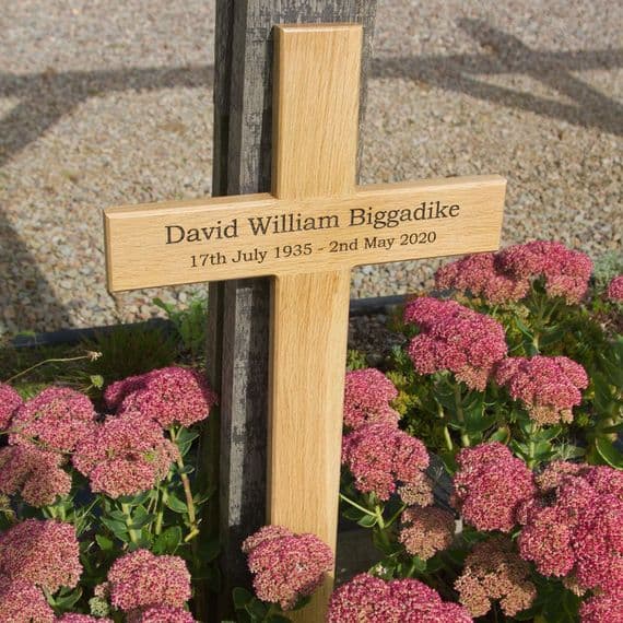 Wooden Memorial Crosses with Text Engraved  | The Sign Maker Shop
