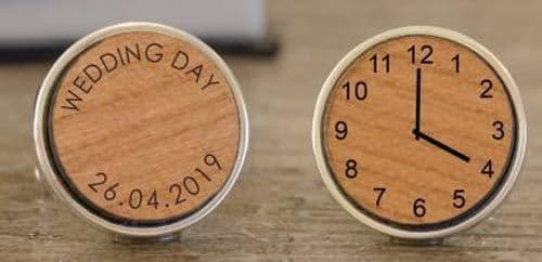 Wooden Message & Clock Cuffllink | The Sign Maker Shop