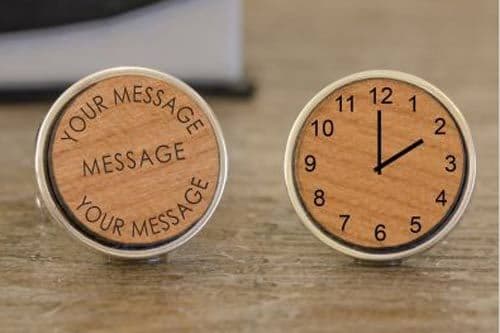 Wooden Message & Clock Cuffllink