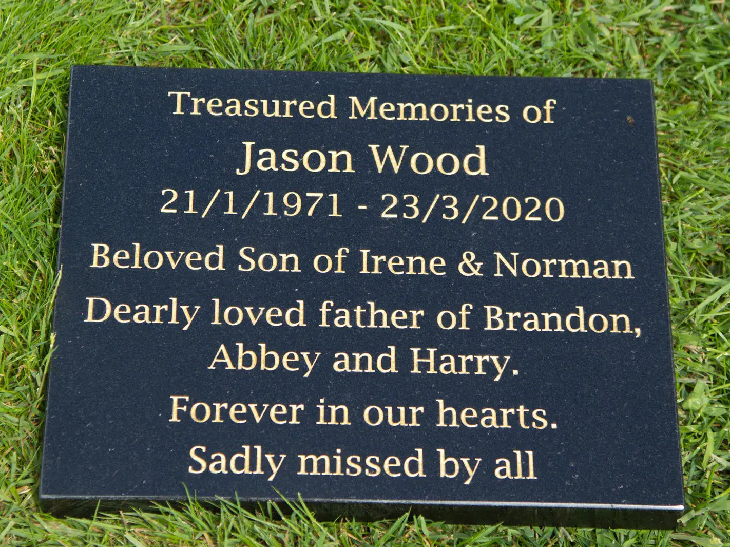 20mm Black Granite Memorial Tablet