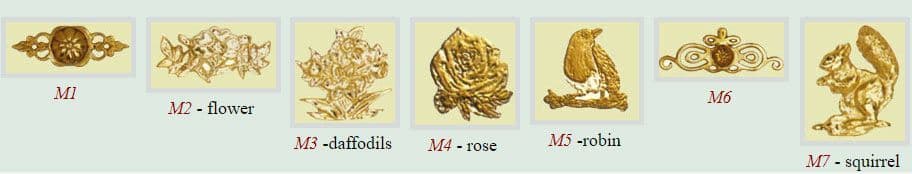 Brass motifs for cast brass oval name plates