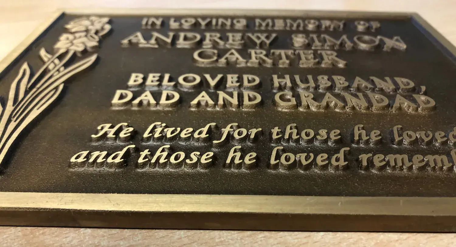 Close-Up Bronze Lettering