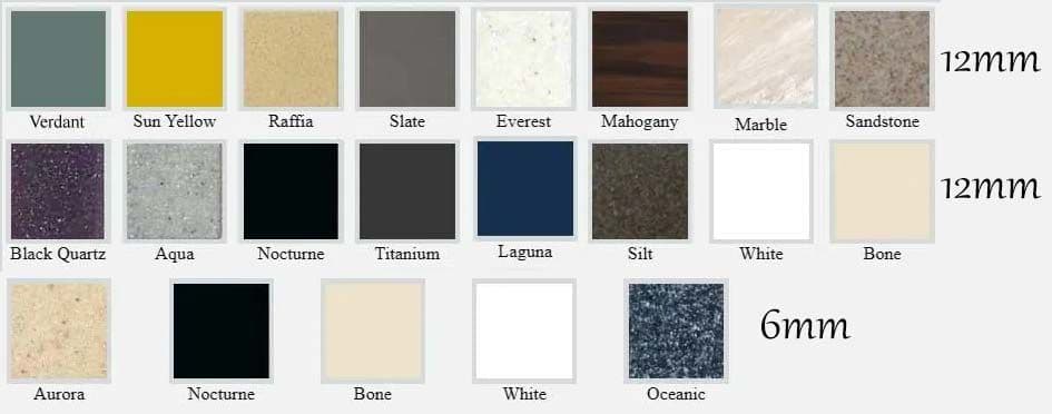 Corian colours available for engraved plaques