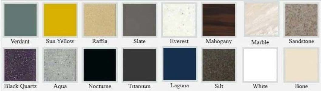 The choice of stone-like corian colours