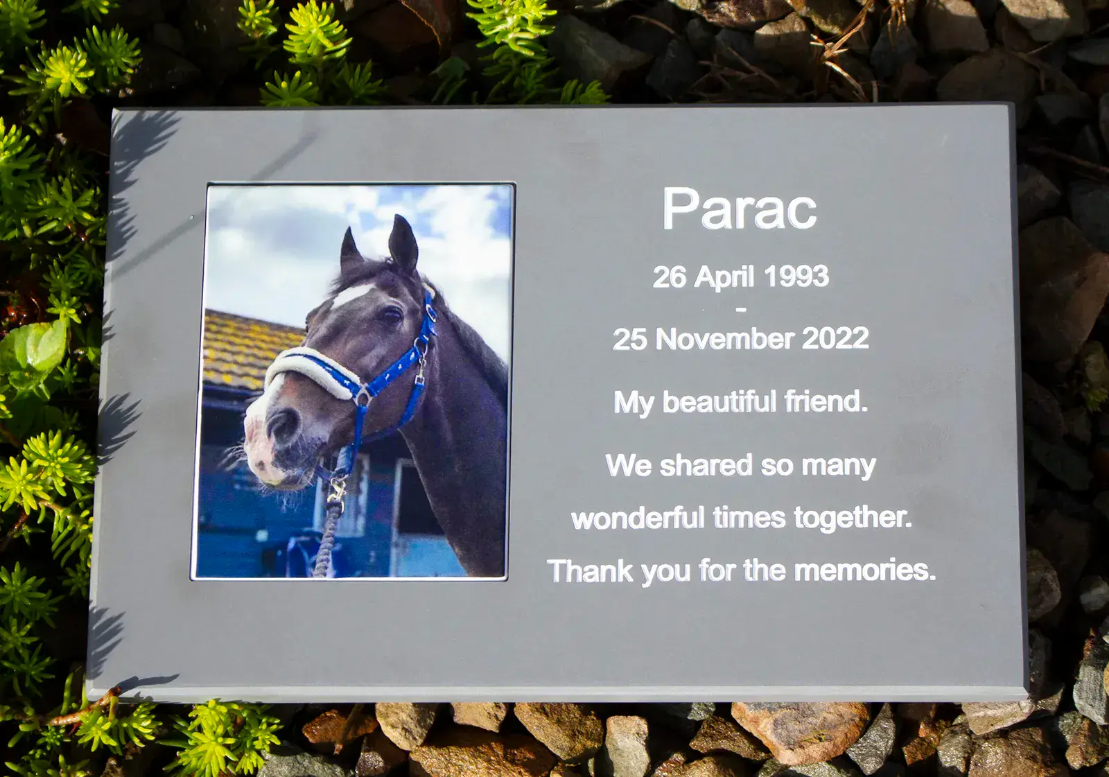 Insetphoto into corian plaque.