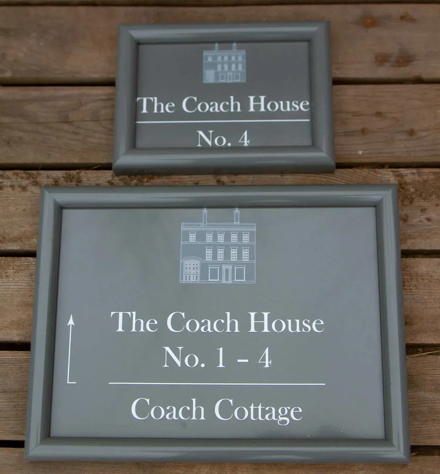 Frame edged aluminium signs.