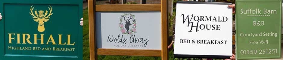 Holiday accommodation signs and signage