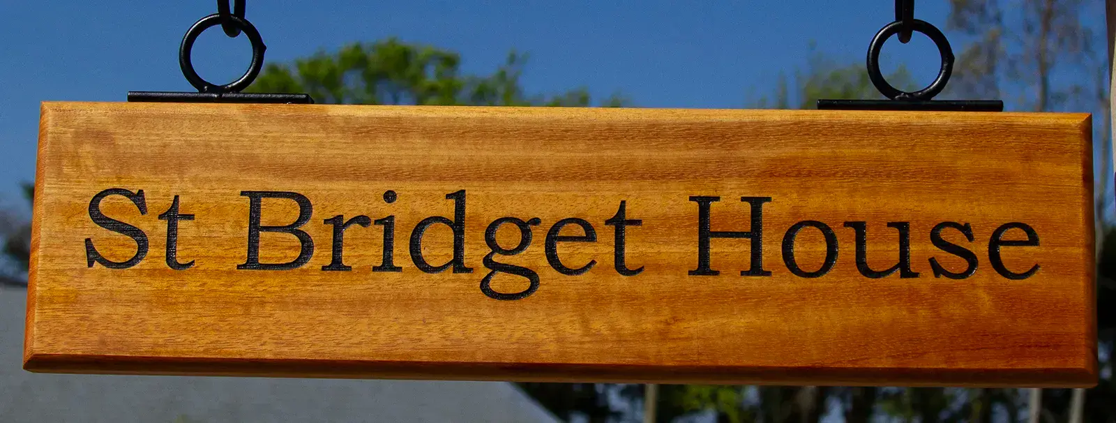 Hanging Iroko Sign
