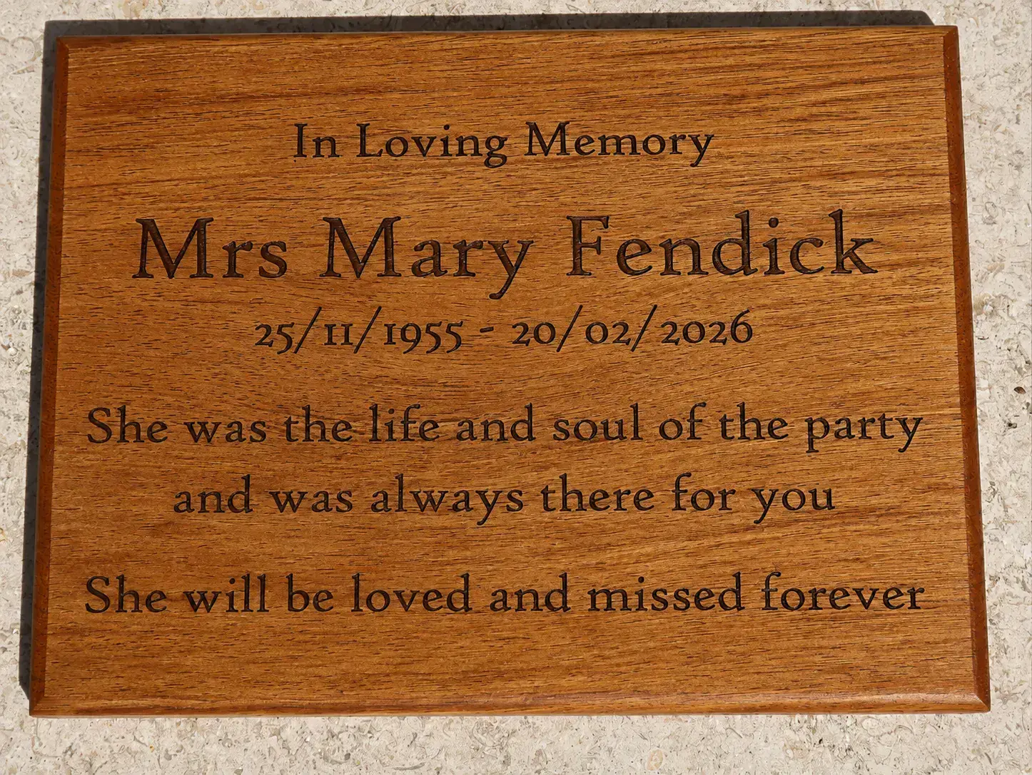 Iroko Wood Memorial