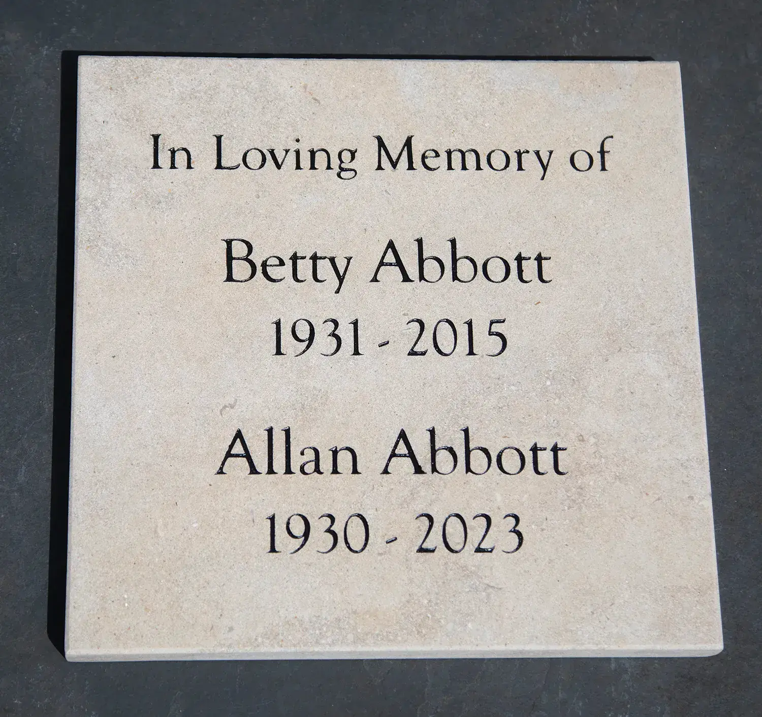 Limestone Memorial Plaque
