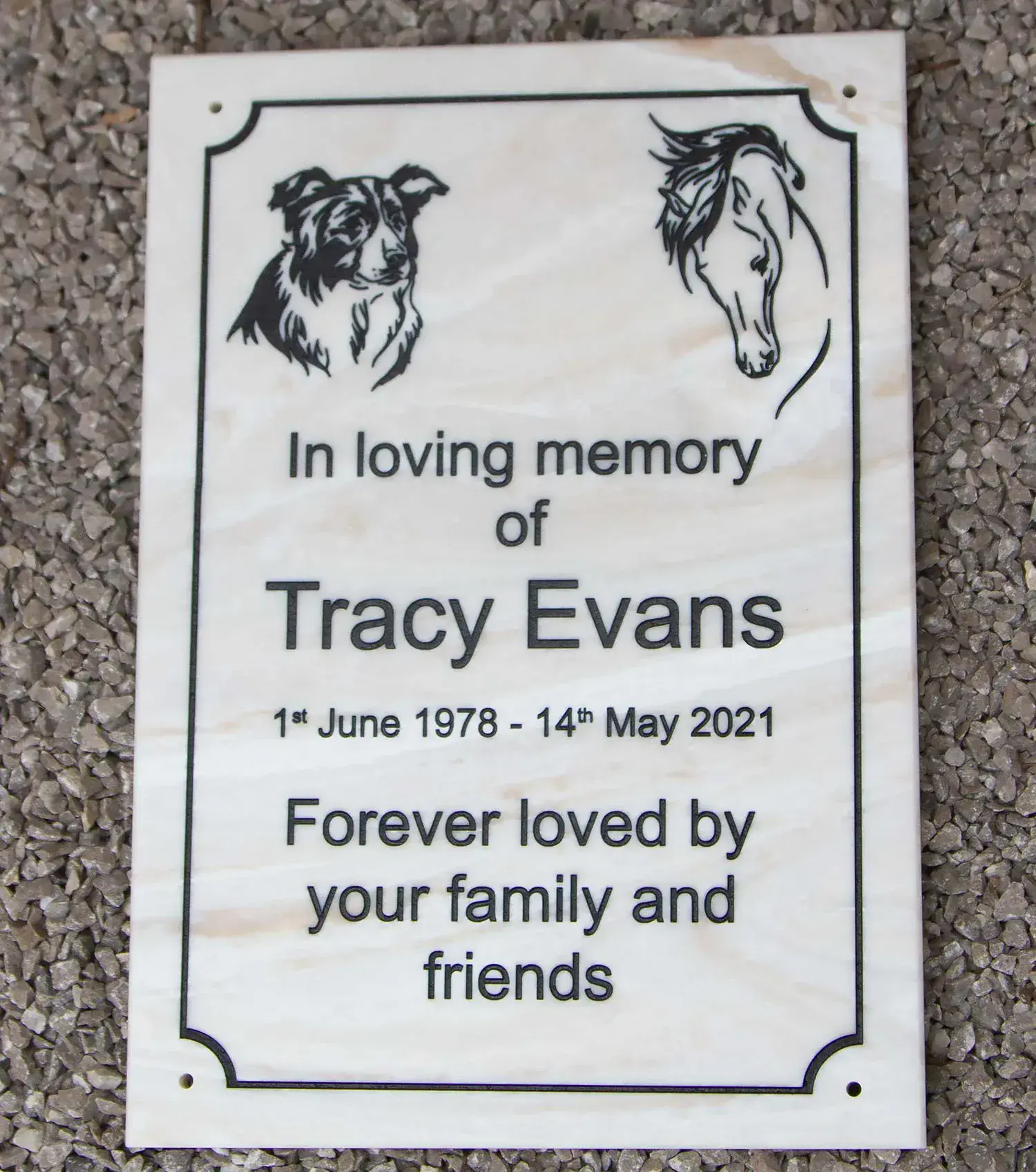 Marble Corian Memorial Plaque