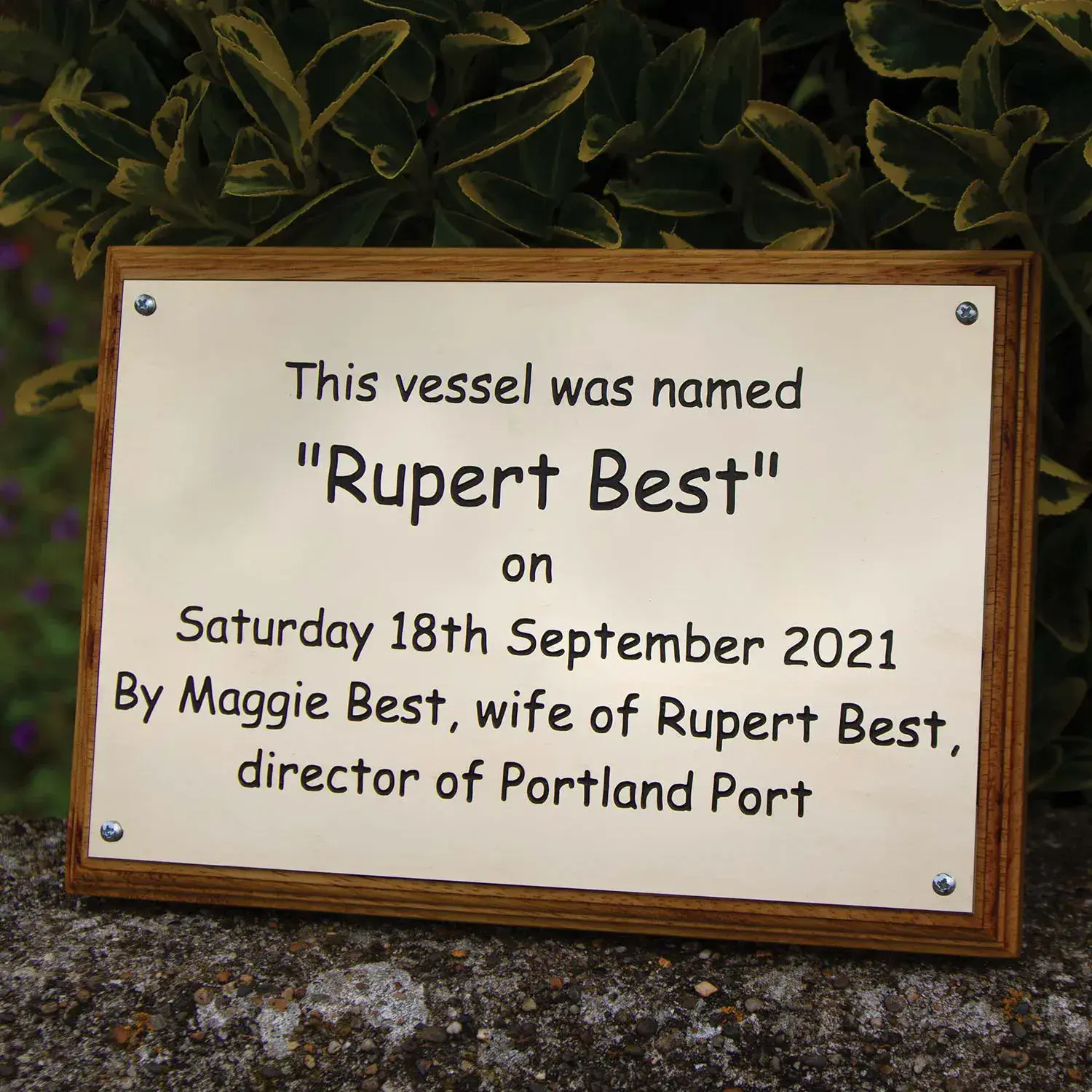 Brass Plaque on Backing Board
