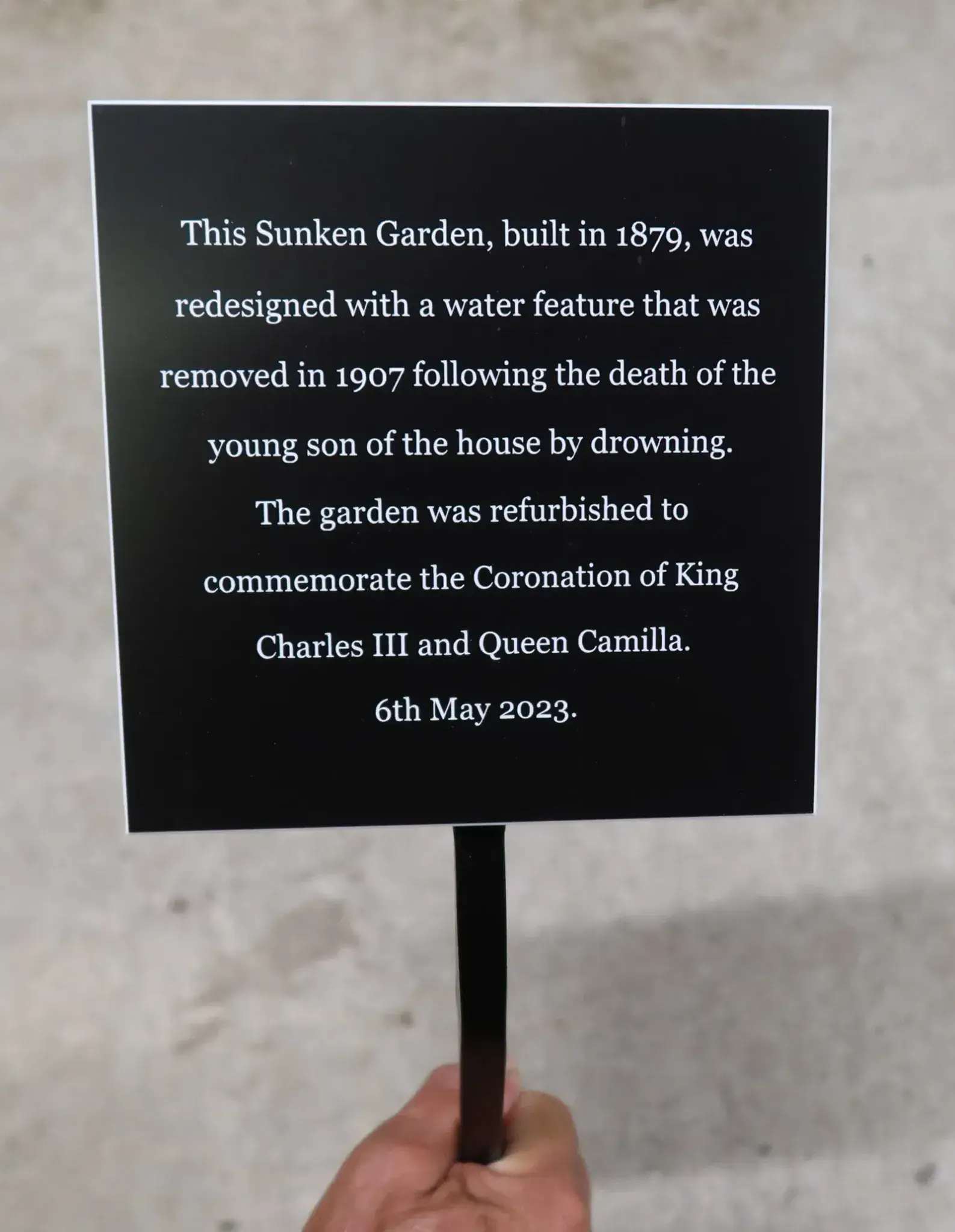 Plaque on Wrought Iron Tree Stake