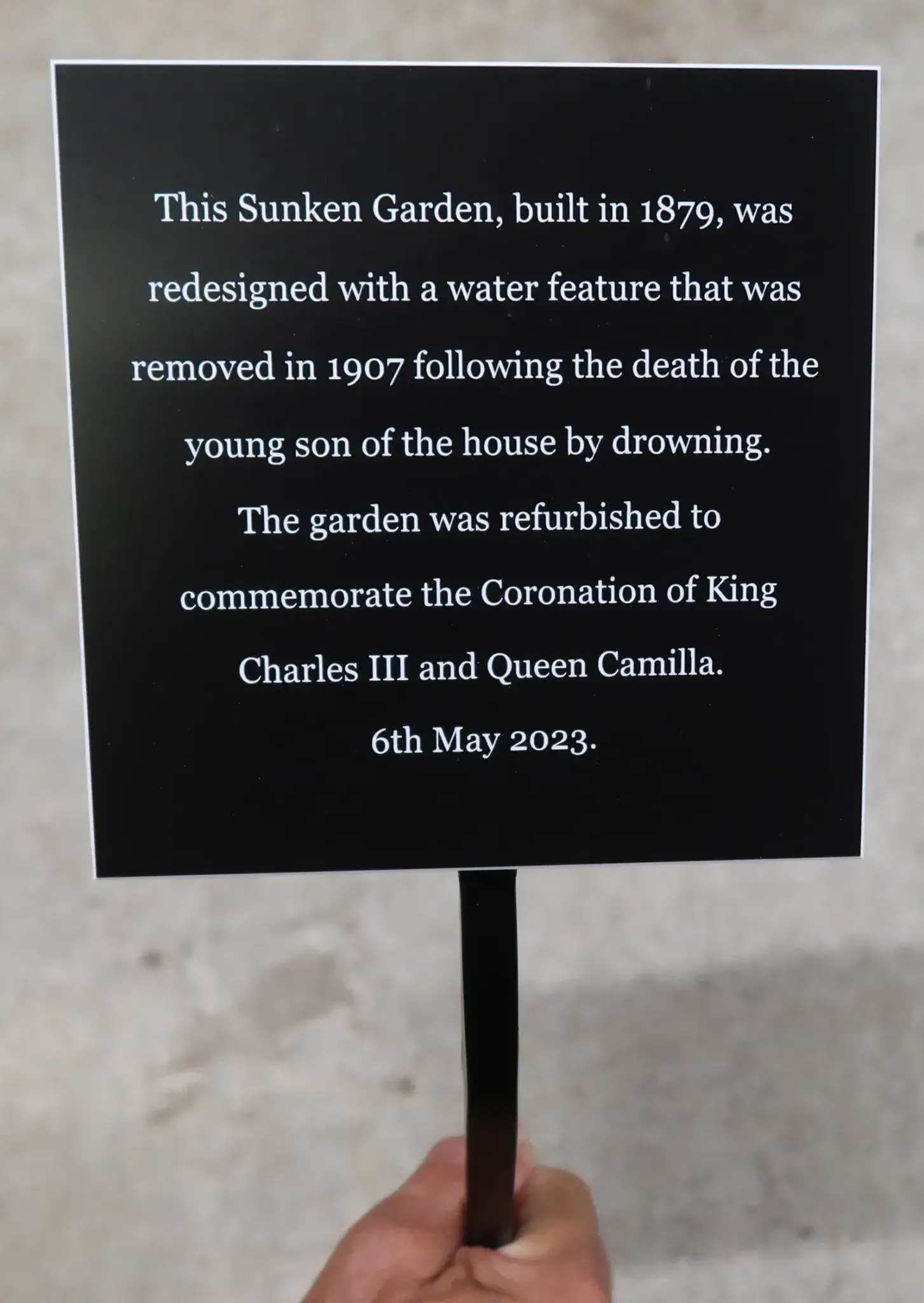 Plaque on Wrought Iron Tree Stake