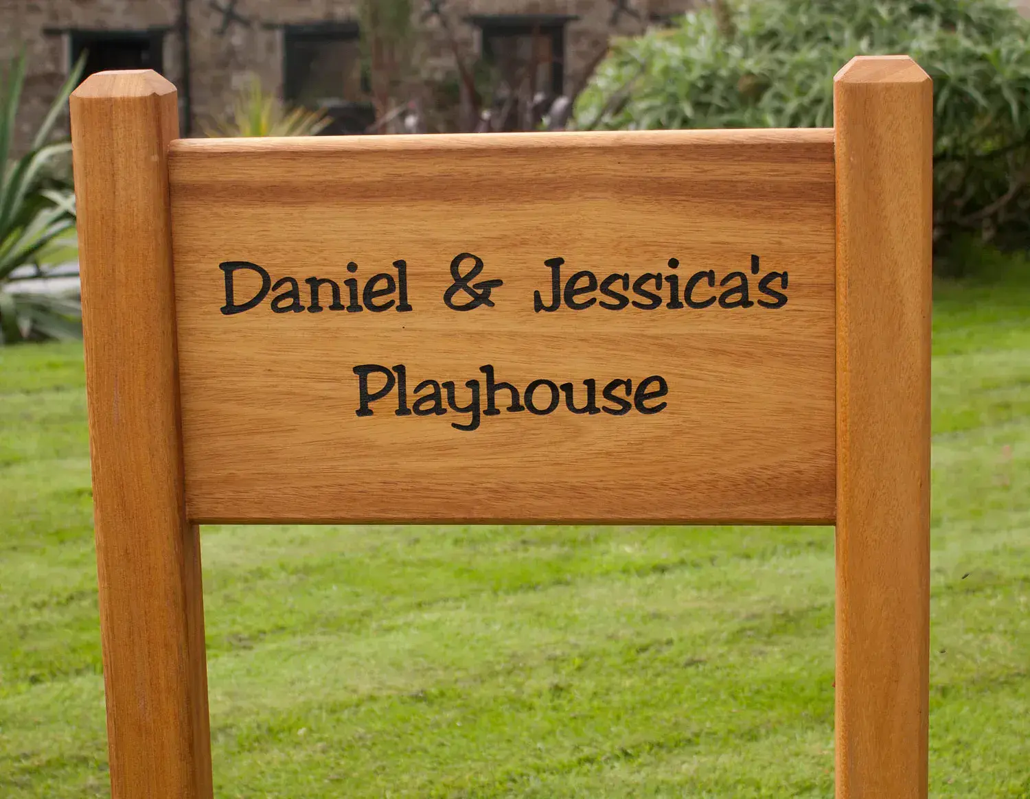 Wooden Sign Morticed into Posts