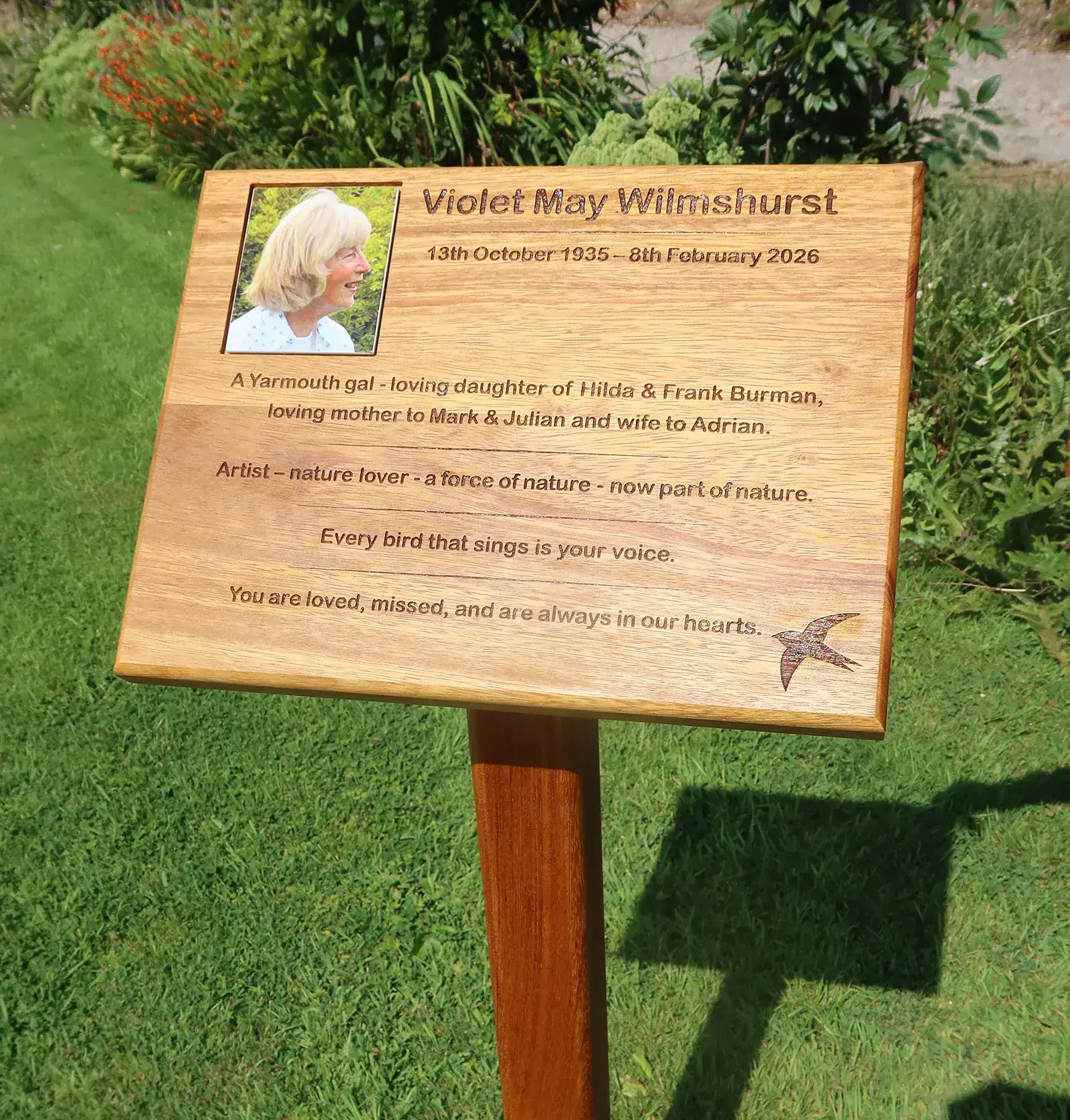 Wooden Memorial with Photo