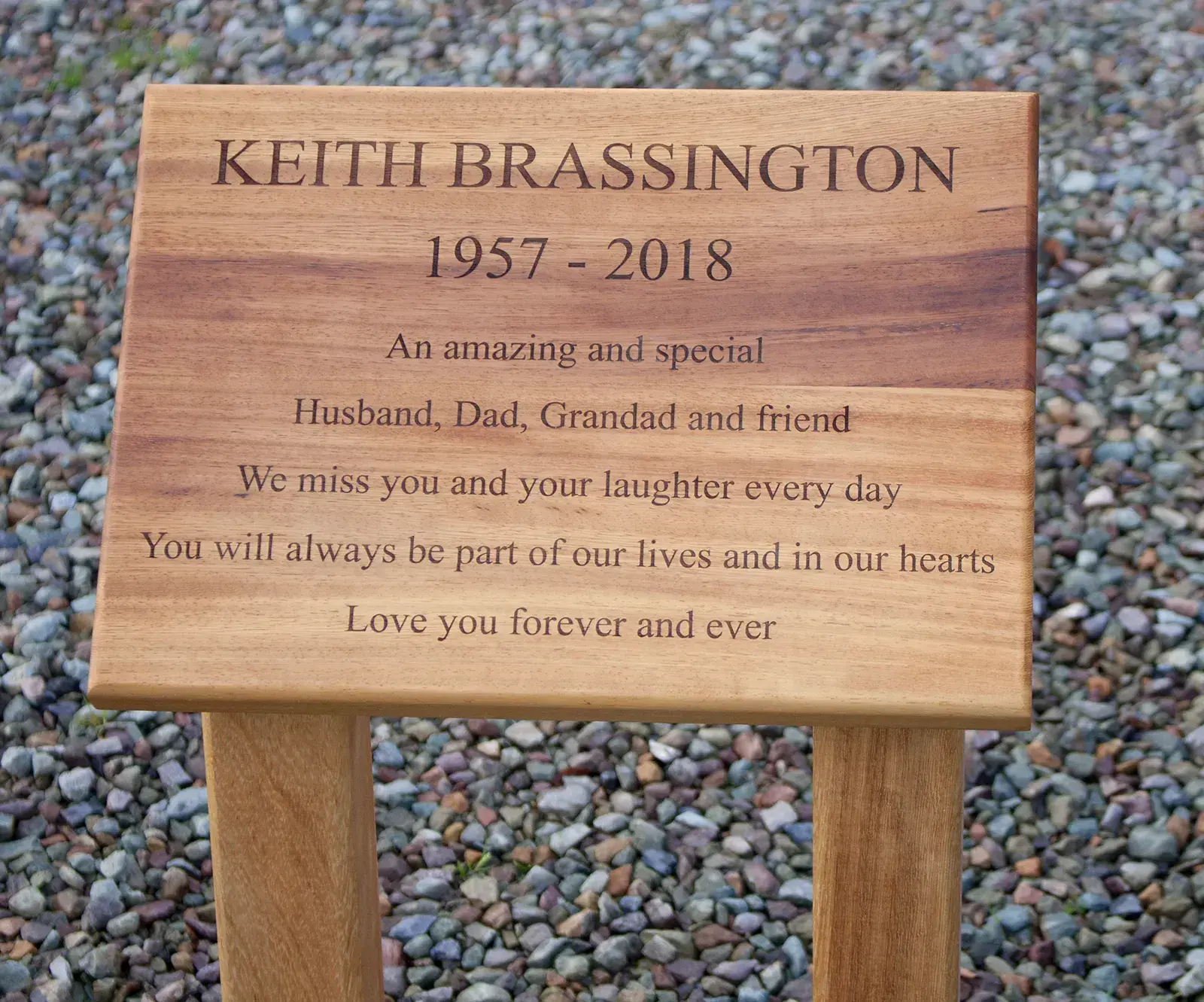 Wooden memorial for natural burial grounds