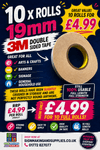 10 Rolls of Clearance 19mm x 50mtr Rolls of 3M Double Sided Tape (Slight Seconds)