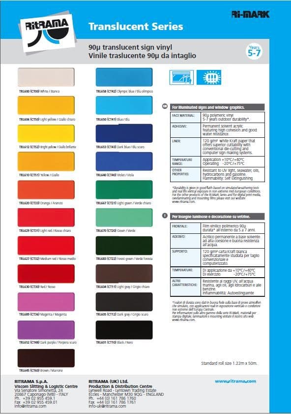 Ritrama Translucent Self Adhesive Vinyl 5-7 Year