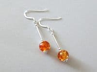 Amber Orange Crackle Glass Earrings With Sterling Silver Tubes | Silver Sensations
