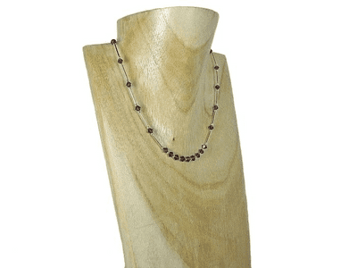 Amethyst Purple Crystals & Sterling Silver Tubes Necklace