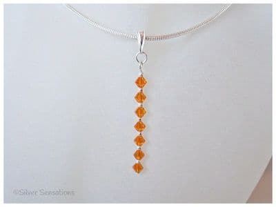 Austrian Made Orange Crystals & Sterling Silver Pendant
