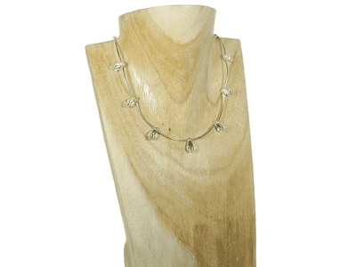 Austrian Made Teardrop Crystals & Sterling Silver Curved Tubes Necklace