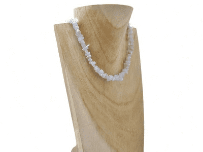 Baby Blue Lace Agate Smooth Chips Fashion Necklace