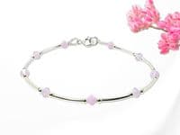 Baby Pink & Pink Opal Crystals Sterling Silver Bracelet | Stunning Combination Of Pink Crystals | Silver Sensations