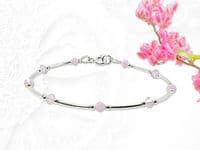 Baby Pink & Pink Opal Crystals Sterling Silver Bracelet | Stunning Combination Of Pink Crystals | Silver Sensations