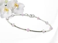 Baby Pink & Pink Opal Crystals Sterling Silver Bracelet | Stunning Combination Of Pink Crystals | Silver Sensations