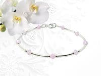 Baby Pink & Pink Opal Crystals Sterling Silver Bracelet | Stunning Combination Of Pink Crystals | Silver Sensations