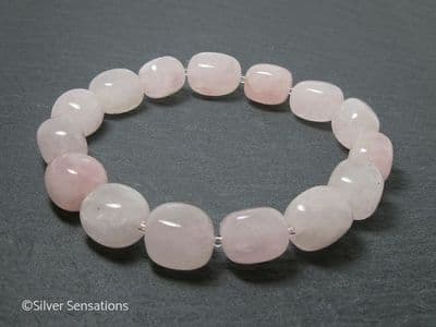 Baby Pink Rose Quartz Nugget Beads Bracelet
