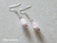 Handcrafted Rose Quartz & Premium Crystal Earrings | 50mm Sterling Silver Jewellery
